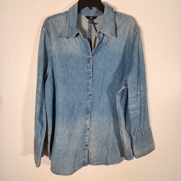 Banana Republic Tops - NWT Banana Republic Long Sleeve Classic Shirt Med Wash Denim Faded XXL Cotton